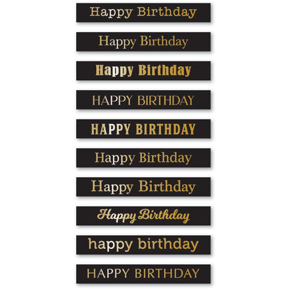 Memory Box ST025 Happy Birthday Foil Greetings Black Tabs