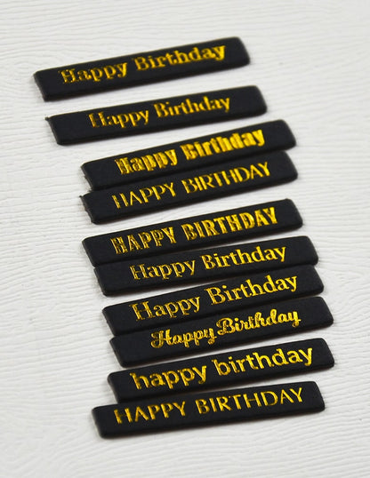 Memory Box ST025 Happy Birthday Foil Greetings Black Tabs