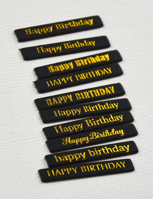 Memory Box ST025 Happy Birthday Foil Greetings Black Tabs