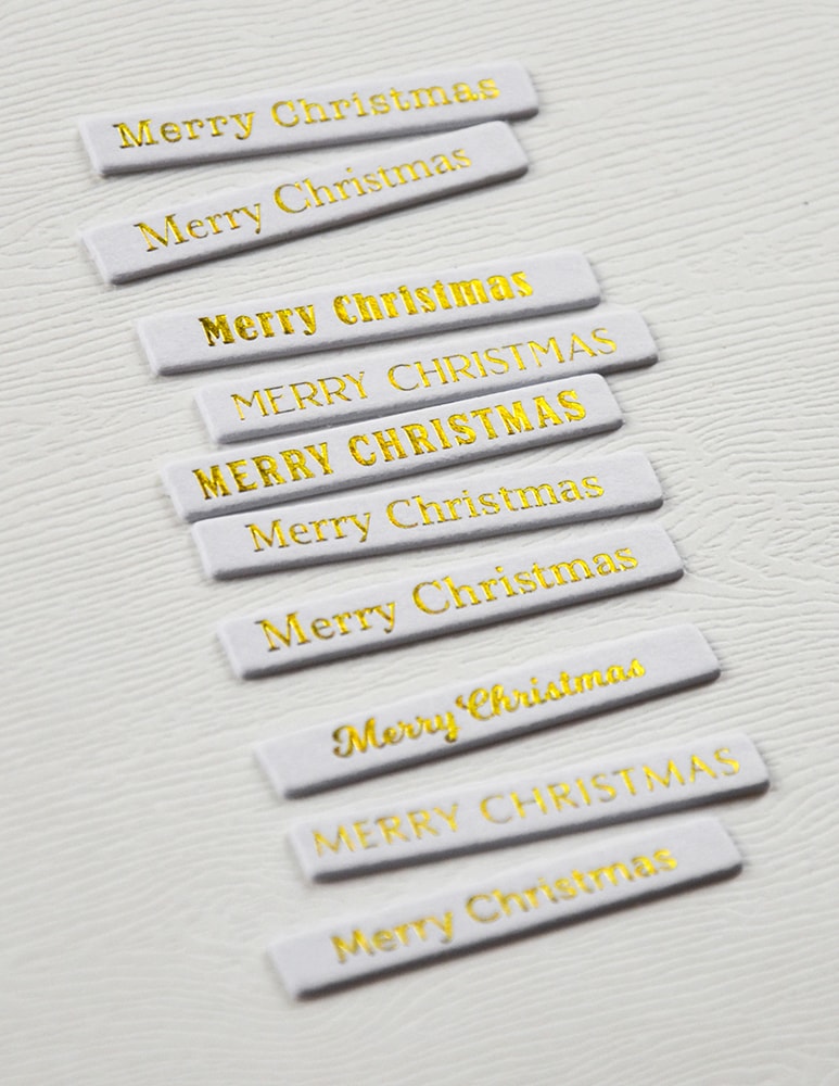 Memory Box ST026 Merry Christmas Foil Greetings White Tabs