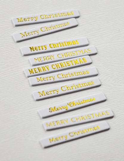 Memory Box ST026 Merry Christmas Foil Greetings White Tabs