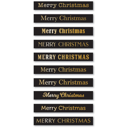 Memory Box ST027 Merry Christmas Foil Greetings Black Tabs