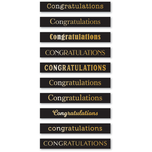 Memory Box ST029 Congratulations Foil Greetings Black Tabs