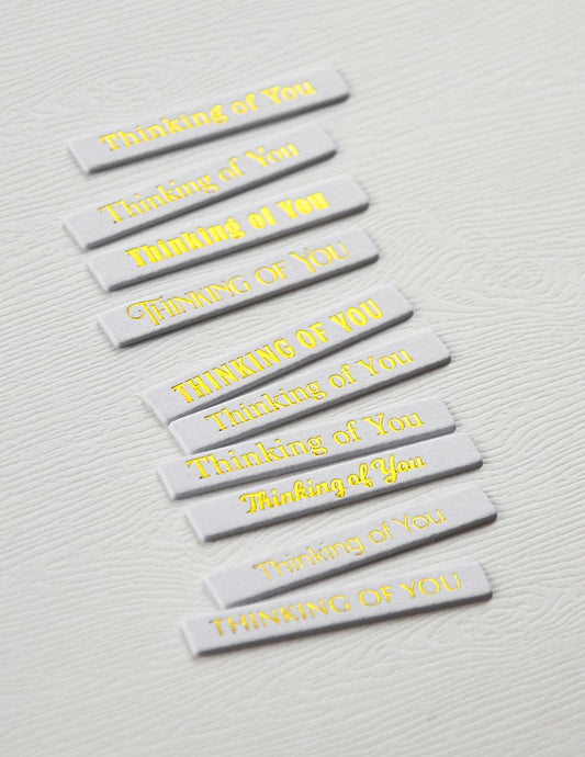 Memory Box ST030 Thinking of You Foil Greetings White Tabs