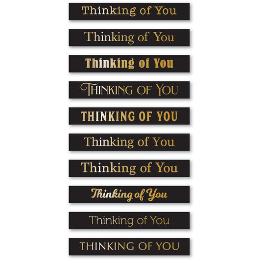 Memory Box ST031 Thinking of You Foil Greetings Black Tabs