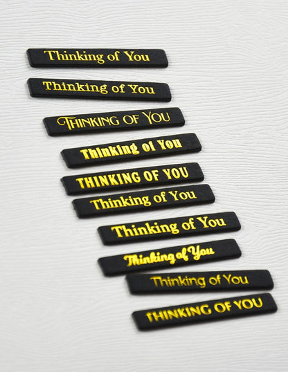 Memory Box ST031 Thinking of You Foil Greetings Black Tabs