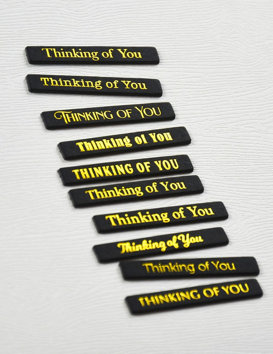 Memory Box ST031 Thinking of You Foil Greetings Black Tabs