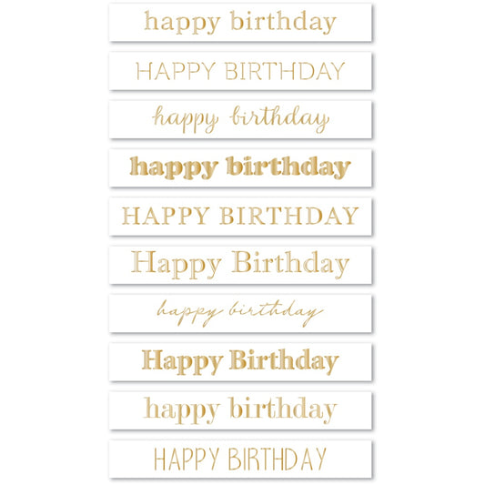 Memory Box ST032 Happy Birthday Foil Greetings Large White Tabs