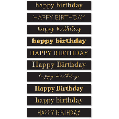 Memory Box ST033 Happy Birthday Foil Greetings Large Black Tabs