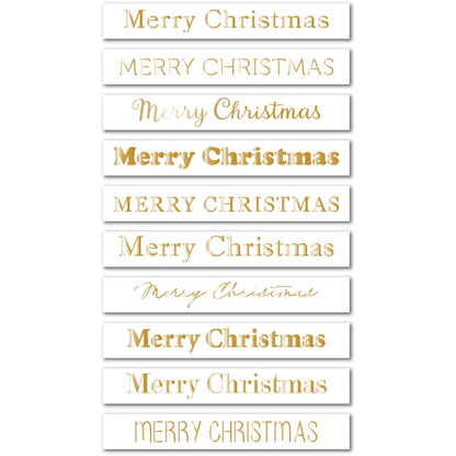 Memory Box ST034 Merry Christmas Foil Greetings Large White Tabs