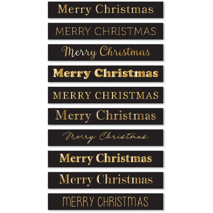 Memory Box ST035 Merry Christmas Foil Greetings Large Black Tabs