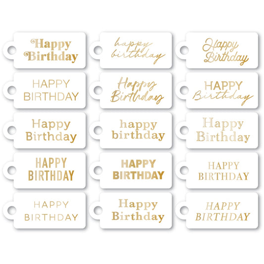 Memory Box ST038 Happy Birthday Foil Greeting White Tags