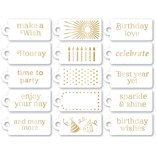 Memory Box ST040 Birthday Party Foil Greeting White Tags