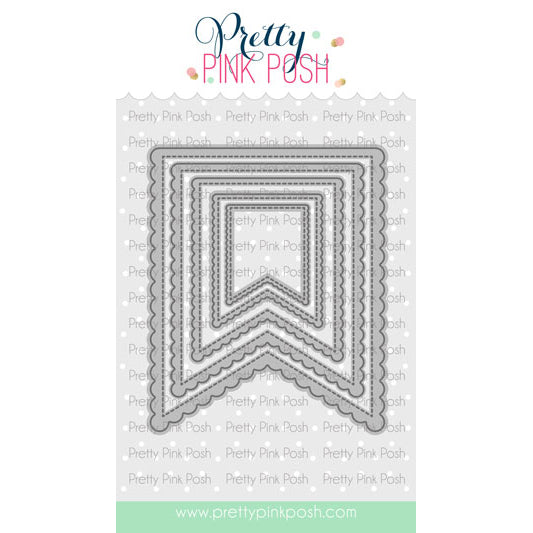 Pretty Pink Posh Scallop Flag Tags die set