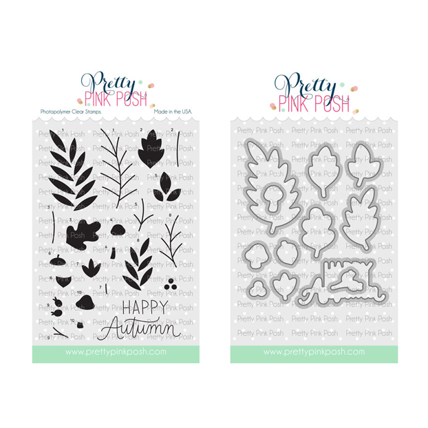 Pretty Pink Posh Solid Fall Foliage stamp set and die bundle