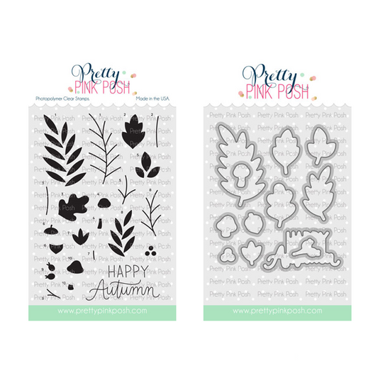 Pretty Pink Posh Solid Fall Foliage stamp set and die bundle