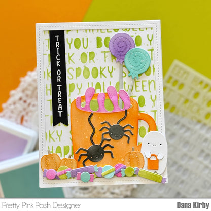 Pretty Pink Posh Halloween Words Stencil