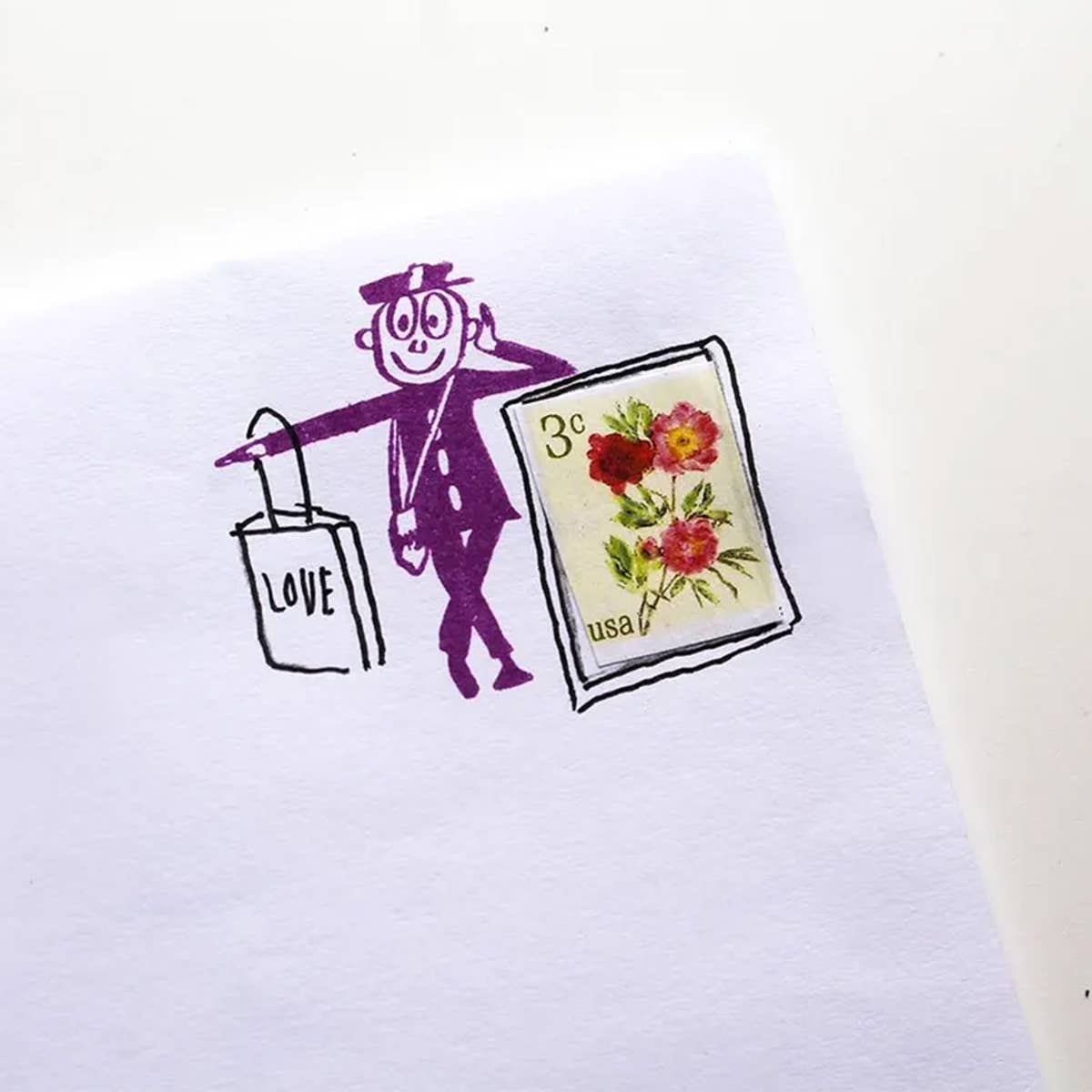 Mr Zip Stamp Retro Postman