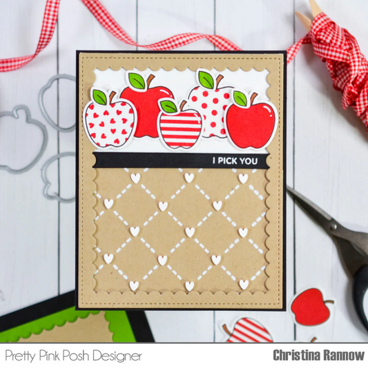 Pretty Pink Posh Patterned Apples stamp set and die bundle