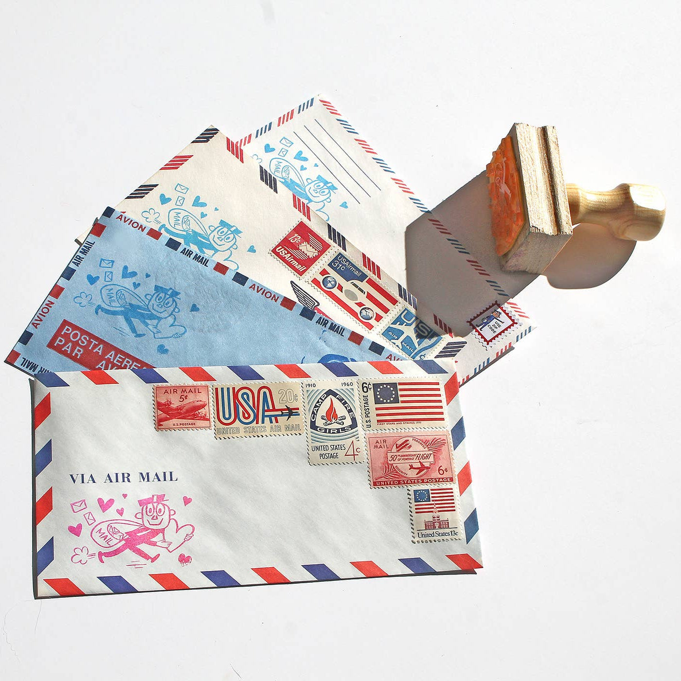 Mr Zip rubber stamp with Hearts