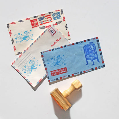 Mr Zip rubber stamp with Hearts