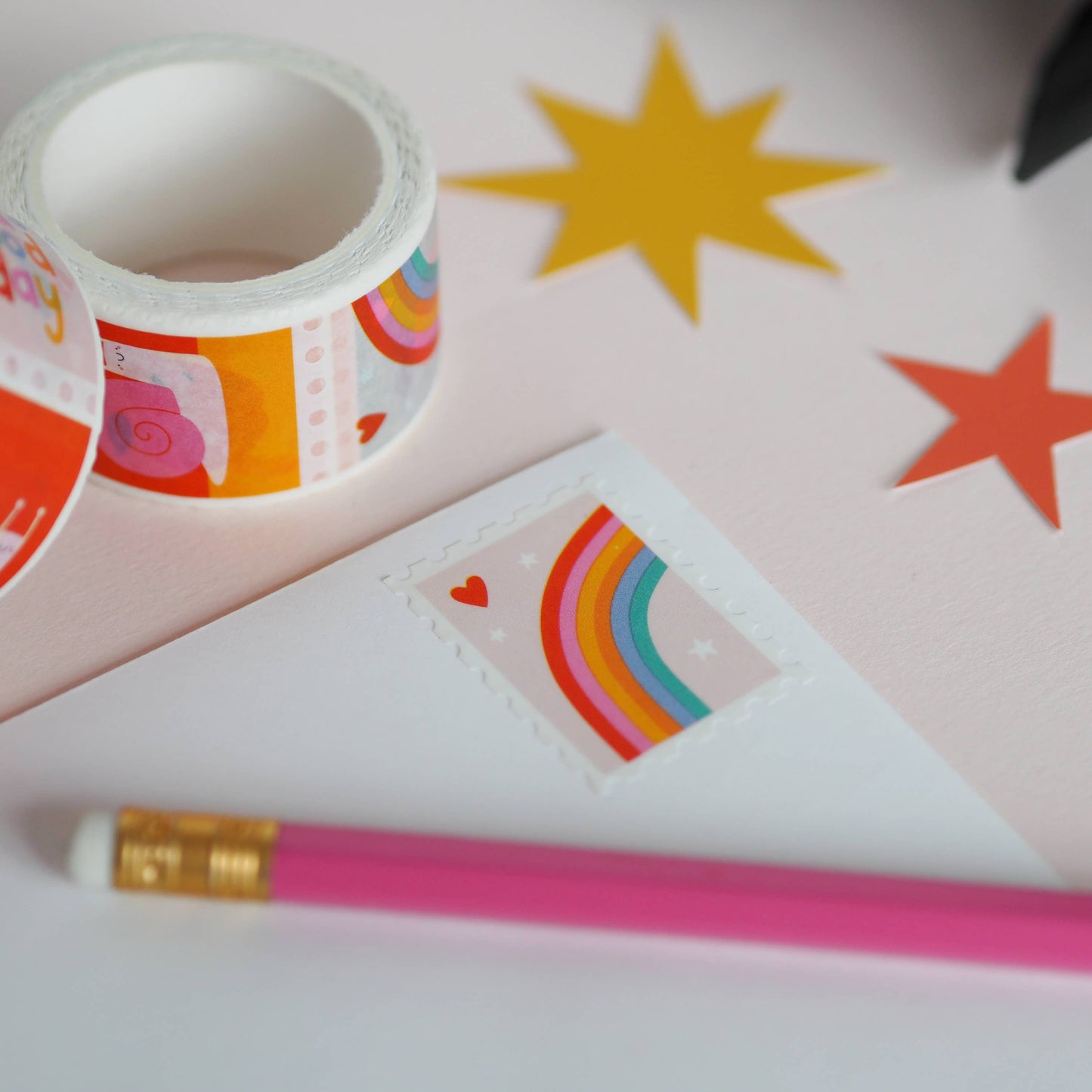 Cute Vibrant Postage Stamp Washi Tape