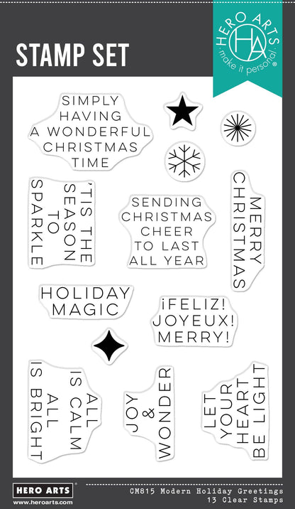 Hero Arts Modern Holiday Greetings Clear Stamp Set CM815