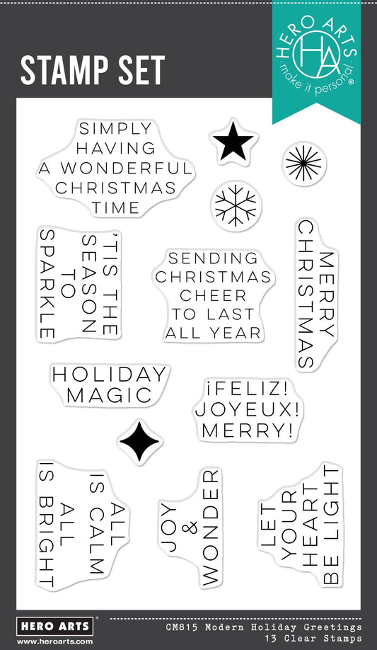 Hero Arts Modern Holiday Greetings Clear Stamp Set CM815