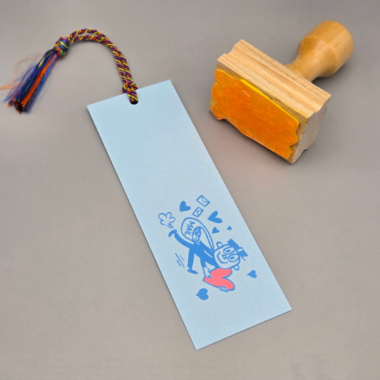 Mr Zip rubber stamp with Hearts