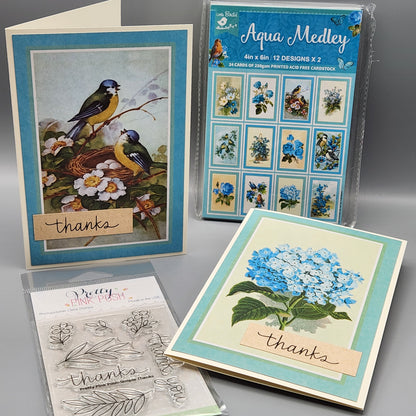 Little Birdie Journaling Cards 4"X6" 24/Pkg Aqua Medley