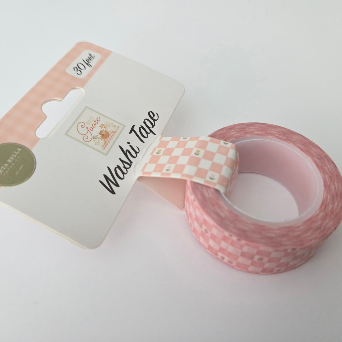 Carta Bella Silly Goose Washi Tape Pink Painted Checkboard