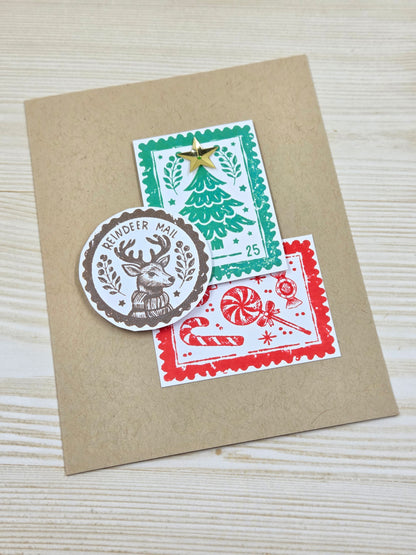 Simon Hurley create. Cling Mount Stamp 6"X6" Christmas Postage