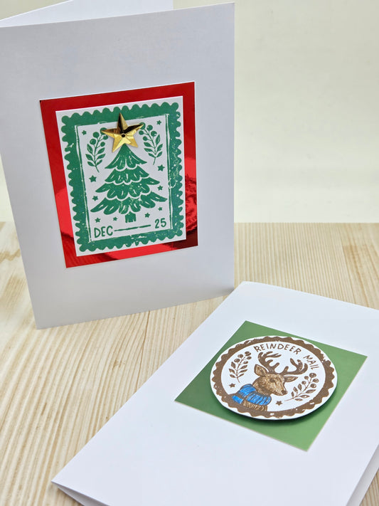 Simon Hurley create. Cling Mount Stamp 6"X6" Christmas Postage