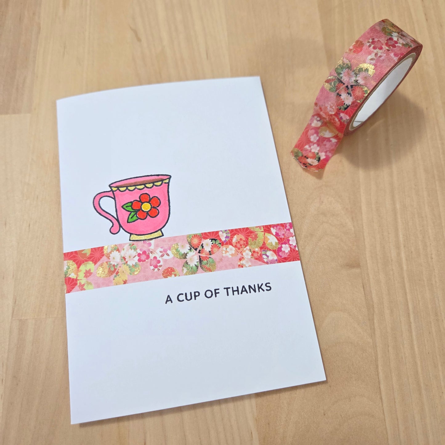 Aitoh Japanese Washi Tape 0.6"X23' Four Seasons Cherry Blossoms