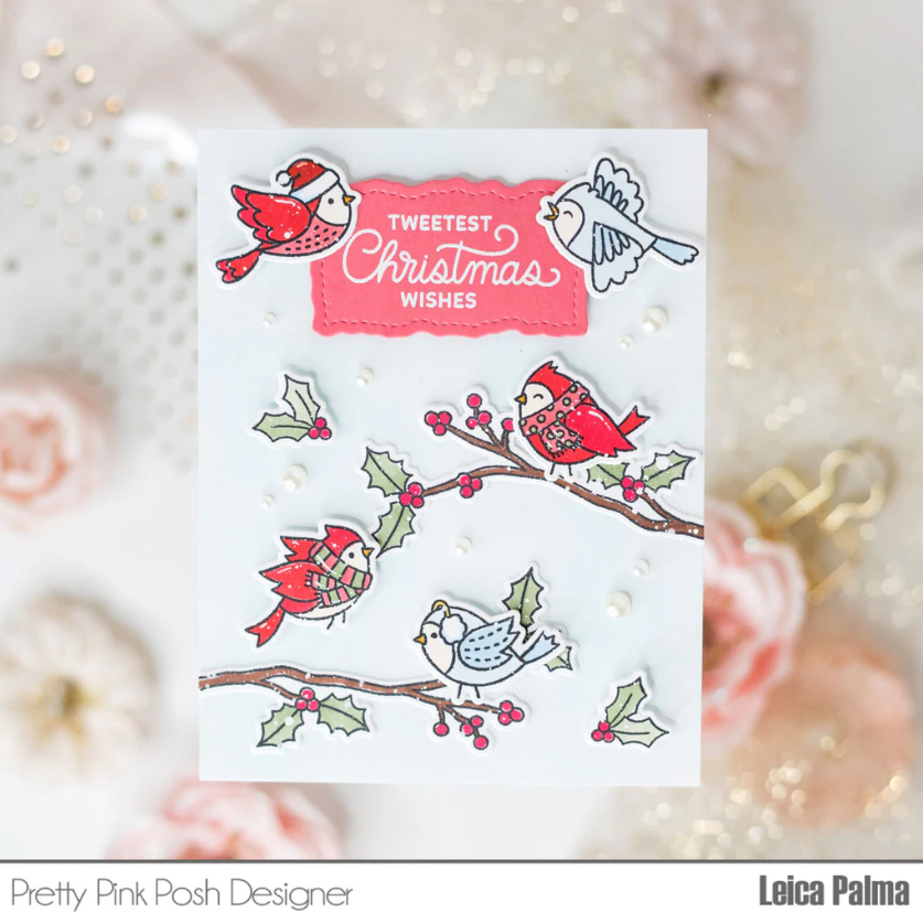 Pretty Pink Posh Winter Birds Stamp Set